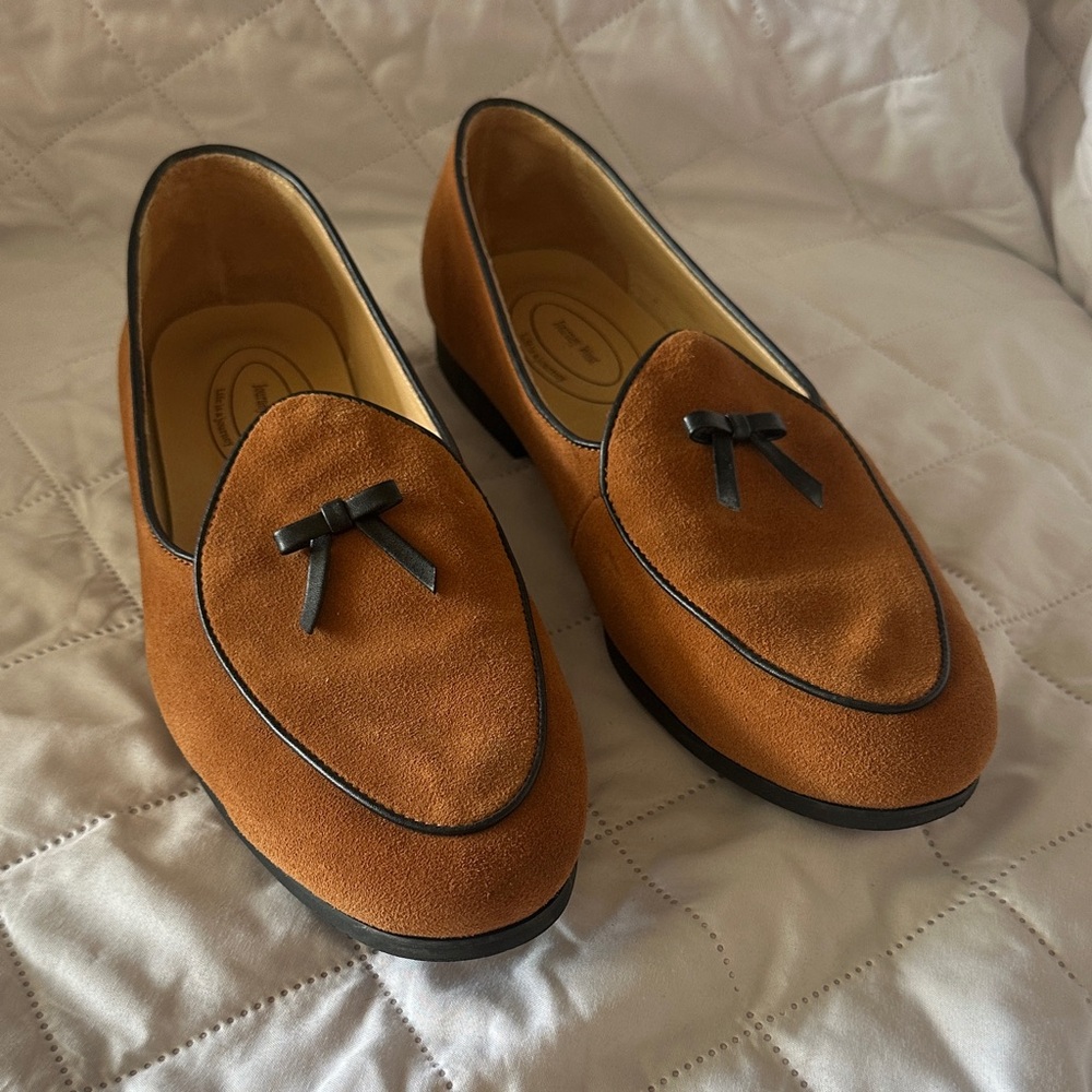 Women’s Suede Tassel Loafers in Cognac